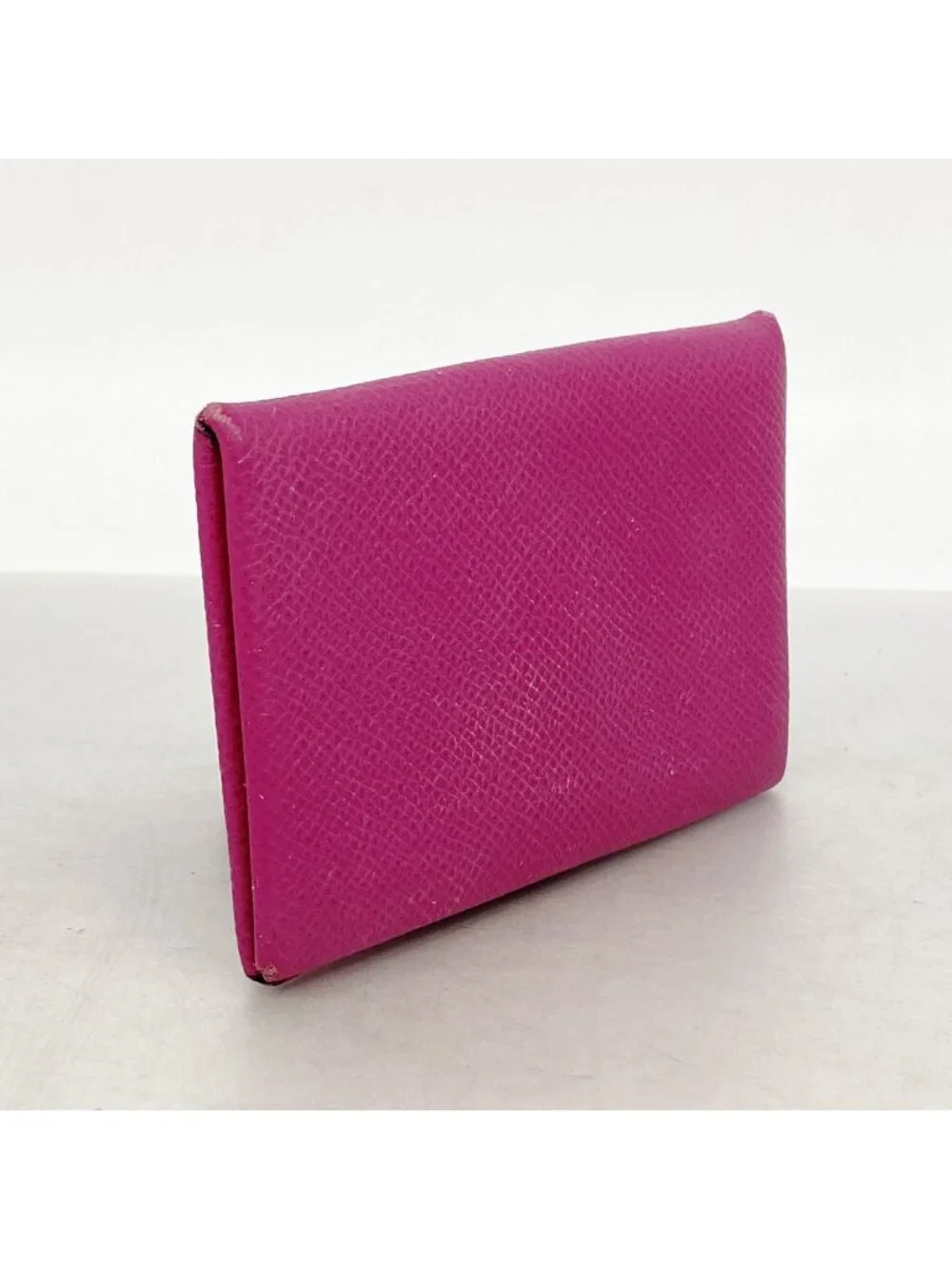 Hermes Card Case Calvi Veau Epsom Rose Purple Silver